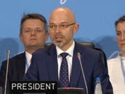 Der Hammerschlag von Konferenzpräsident Michal Kurtyka zum Abschluss des Treffens in Kattowitz wurde mit einer Standing Ovation begrüsst. (Bild: Compte twitter @UNFCCC)
