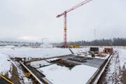 Die riesige Baustelle an der Zelgstrasse in Sulgen. Hier entsteht das Werk von V-Zug. (Bild: PD/Jonas Manser)