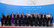 Die Staats- und Regierungschefs der 20 wichtigsten Industrienationen beim Gipfel in Buenos Aires. Bild: Michael Klimentyev/EPA (30. November 2018)