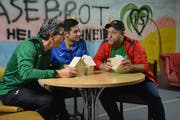 Bruno Beutler, Mike Heim und Thomas Greuter bei einer Probe für die Aufführungen im kommenden Jahr. (Bild: Monika Wick)