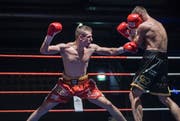 Zino Meuli (links) im WM-Kampf gegen den Tschechen Josef Zahradnik. (Bild: Reto Martin)