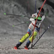 Nachtslalom in Andermatt: Andreas Schuler vom SC Spiringen klassierte sich als bester Urner im 2. Rang. (Bild: Urs Hanhart, Andermatt, 26. Dezember 2018)