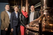 Vertreterinnen und Vertreter der SVP Thurgau im Frauenfelder Brauhaus Sternen: Stefan Mühlemann, Verena Herzog, Diana Gutjahr und Ruedi Zbinden. (Bild: Reto Martin)