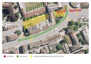 Plan der Y-Lösung mit Flanierzone und neuer Verkehrsführung. Visualisierung: Stadt Luzern