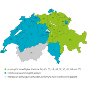 Nicht einmal die Hälfte der Kantone bietet die Zügel-App an. (Quelle: egoverment Schweiz)