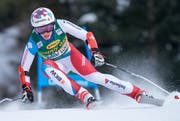 Michelle Gisin beim Super-G in Lake Louise, Alberta, Kanada. (Bild: EPA/NICK DIDLICK, 2. Dezember 2018)
