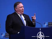 Geduldsfaden gerissen: US-Aussenminister Mike Pompeo vor seinen Amtskollegen aus den Nato-Mitgliedsländern am Treffen in Brüssel. (Bild: KEYSTONE/AP/FRANCISCO SECO)