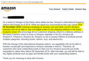 Das Mail mit der Einstellungsinformation an alle Amazon.com-Kunden mit Schweizer Adresse. (Bild: Screenshot Carpathia)