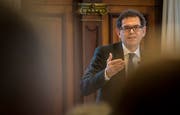 Finanzdirektor Jakob Stark (SVP) an der Sitzung des Grossen Rates in Weinfelden. (Bild: Reto Martin)