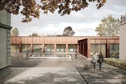 So stellen sich die Architekten das neue «Egelsee» von der Hauptstrasse her vor. (Bild: PD)