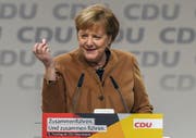 Angela Merkel am Donnerstag in Hamburg. Bild: David Hecker / EPA