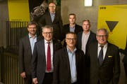 Das OK der «Uri 18»: vorne von links Christoph Bugnon, Urban Camenzind, Franz Kempf, René Röthlisberger, hinten von links Daniel Kaufmann, Bruno Arnold, Beat Marty. (Bild: PD)