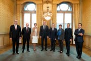 Welcher Magistrat welches Departement bekommt, entscheidet sich erst nächste Woche. (KEYSTONE/POOL/Peter Klaunzer)