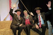 Das Frohsinnpaar Marlon I. und Margrit Imobersteg. Rechts der Präsident Sören Schwitzky. (Bild: Richard Greuter (Stans, 8. Dezember 2018))