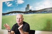Geschäftsführer Marcel Kälin will die Basis legen, damit der FCL auch wieder einmal Pokale gewinnen kann. (Bild: Eveline Beerkircher (Luzern, 27. September 2017))