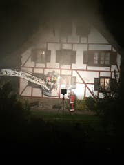 Einsatzkräfte der Feuerwehr bekämpfen den Brand. (Bild Feuerwehr Ebikon-Dierikon)