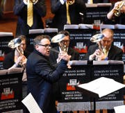 Ganz nach vorne reichte es der Brass Band Bürgermusik Luzern an den Schweizer Meisterschaften der Blasmusik dieses Jahr nicht. Im Bild: der Dirigent Michael Bach (links), die Brass Band Rickenbach (oben) und die Jugend Brass Band Michelsamt. (Bilder Philippe Dutoit)