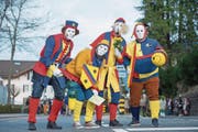Die 4 Buure des Megger Fasnachtsvereins Ölsöhn feiern das zehnjährige Bestehen. (Bild: Dominik Wunderli (Meggen, 26. Februar 2017))