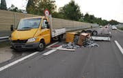 Die Unfallstelle auf der A2 bei Knutwil. (Bild: Luzerner Polizei)