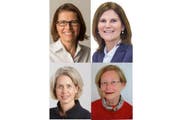 Die Kandidatinnen der CVP von oben rechts nach unten links: Pia Maria Brugger Kalfidis, Mirjam Fries, Franziska Bitzi Staub und Caroline Kuhn. (Bild: zvg)