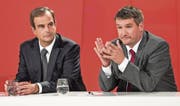 Die Verlierer des gestrigen Sonntags: CVP-Präsident Gerhard Pfister und SP-Präsident Christian Levrat. (Bild: Peter Schneider/Keystone (Bern))