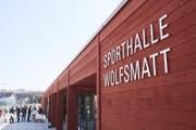 Eingang zur neuen Sporthalle (Bild: Jakob Ineichen (Ruswil, 24. März 2018))