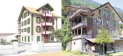 So sieht das Projekt des Sarner Architekten Beda Dillier aus (links). Das Majorenhaus bietet heute keinen schönen Anblick. (Bilder PD / Robert Hess / Neue OZ)