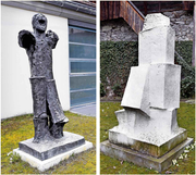 Der «Grosse Stehende» aus Bronze und die «Grosse Skulptur» aus Marmor im Garten des Kunsthauses erinnern an die Verbundenheit Wotrubas mit Zug. (Bild: Werner Schelbert / Neue ZZ)