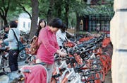 Die robusten Leihvelos privater Anbieter stehen in vielen Städten Chinas der Bevölkerung zur Verfügung. (Bild: Felix Lee)