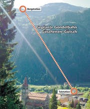 Rund 1000 Höhenmeter: Die Bahn soll Skifahrer von Göschenen direkt ins Skigebiet bringen. (Bild: PD)