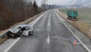 Die Unfallstelle auf der Umfahrungsstrasse H10 zwischen Malters und Blatten. (Bild: Luzerner Polizei)