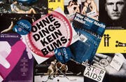 Bilder, Informationsblätter und Logos der international vielbeachteten, aber in der Schweiz oft umstrittenen Anti-Aids-Kampagnen. (Bild: Ralph Ribi)
