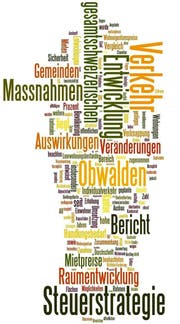 Der Bericht als Wortwolke: Je häufiger ein Wort vorkommt, desto grösser kommt es daher. (Bild Wordle.net)