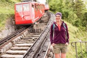 An der steilsten Zahnradbahn der Welt: Nicole Bircher am Pilatus. (Bild: PD / Urs Wyss)