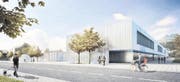 Eröffnung im August 2018: So soll das neue Sportzentrum Kleinfeld in Kriens dereinst aussehen. (Bild: Visualisierung PD)