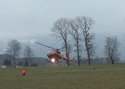 Der Rettungs-Helikopter bei der Landung. Bild pd
