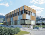 Die neue Sportlerunterkunft Bed & Sport mit 106 Betten soll auf dem Willisauer Schlossfeld entstehen. (Bild: Visualisierung PD)