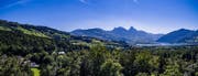 Sicht vom Aussichtsturm auf die Mythen. (Bild: PD)