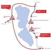So sieht der Ablauf für den Duppelspurausbau am Zugersee aus. (Bild: Grafik PD)