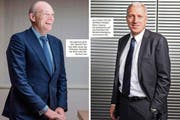 Der gelernte Landwirt, Barend Fruithof, leitet heute das Schweizer Geschäft der Bank Julius Bär (links). Der frühere CEO der Raiffeisen-Gruppe, Pierin Vincenz, hat Ambitionen auf das Präsidium der Bankiervereinigung (rechts). (Bild: Keystone/Gaetan Bally/Mario Heller)