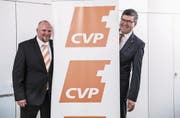 Christian Ineichen (39, links) soll Nachfolger von CVP-Präsident Pirmin Jung (48) werden. (Bild: Nadia Schärli (Luzern, 4. April 2017))