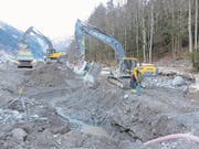 Arbeiten zum Hochwasserschutz Engelbergeraa im Bereich Bänklialp. (Bild: PD (Engelberg, 15. Dezember 2016))