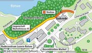 Das geplante Strassenstück ist die Verlängerung der Rotseestrasse bis zur Kaspar-Kopp-Strasse. (Bild: Grafik Neue LZ)