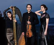 Spezieller Tacchi-alti-Klang: Kathrin Bärtschi (Harfe), Hannes Bärtschi (Viola) und Barbara Bossert (Flöte). (Bild: PD)