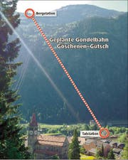 Rund 1000 Höhenmeter: Die Bahn soll Skifahrer von Göschenen direkt ins Skigebiet bringen. (Bild: pd)