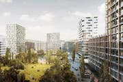Klein-Manhattan in Zug? So soll das Quartier Unterfeld aussehen. (Bild: Visualierung PD)