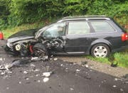 An diesem Unfallauto entstand Totalschaden. (Bild: Luzerner Polizei)