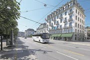 Unterhalb des Schweizerhofquais soll ein Parkhaus für Cars und Autos entstehen. (Bild: Dominik Wunderli (Luzern, 18. August 2017))