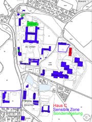 Situationsplan in St. Urban mit dem Haus C, in dem die Asylbewerber einziehen. (Bild: PD)