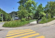 Der Eingang zur Zivilschutzanlage an der Einmündung Adligenswilerstrasse/Utenbergstrasse. (Bild: Maximilian Bachmann)